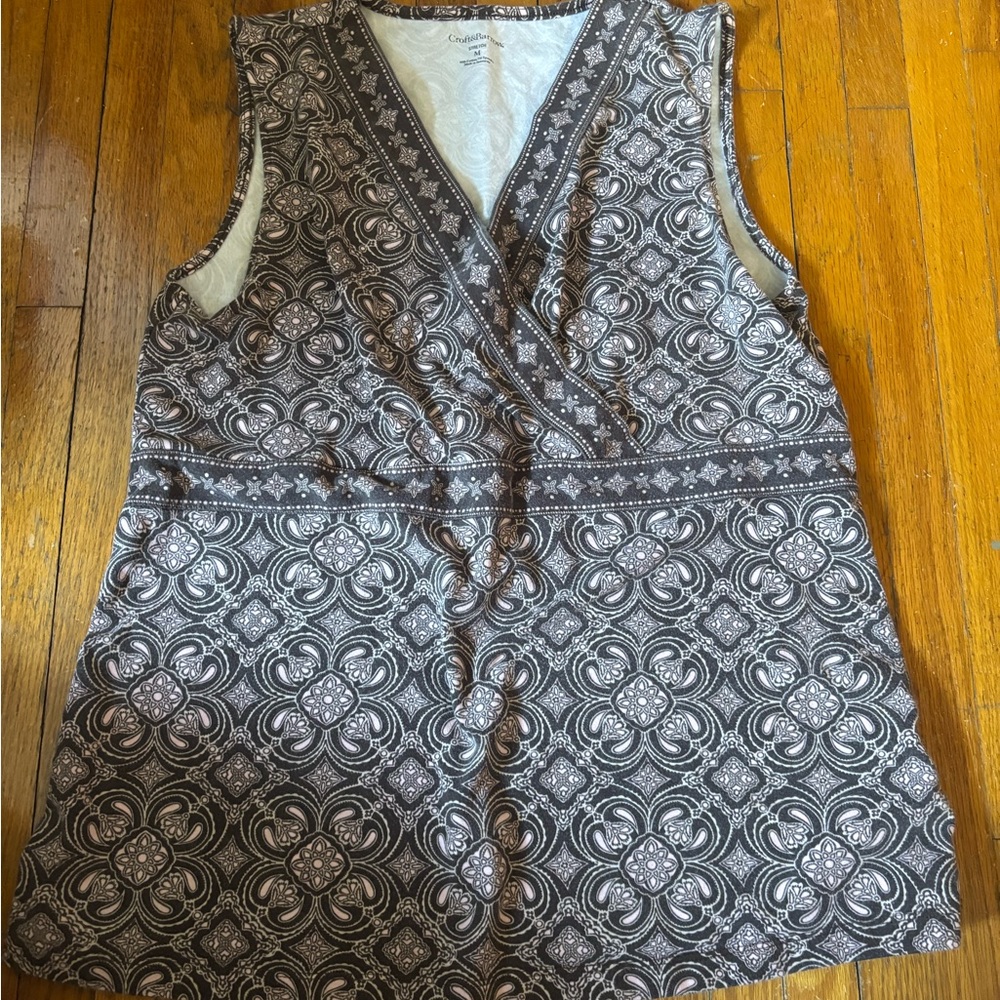 Pink and Brown Wrap Style Tank Top